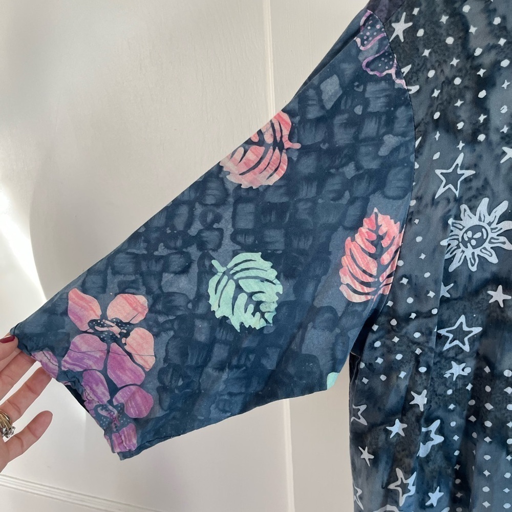 celestial floral print oversized top ONE SIZE Bohemian hippie lagenlook … - Picture 3 of 14